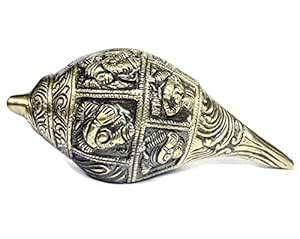 Buy Houseful Electrophoretic Lacqured Ganesha Carving Brass Shankh ...