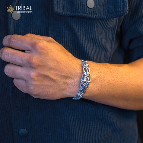 925 sterling silver customized adjustable tribal cuff bracelet kada, e ...