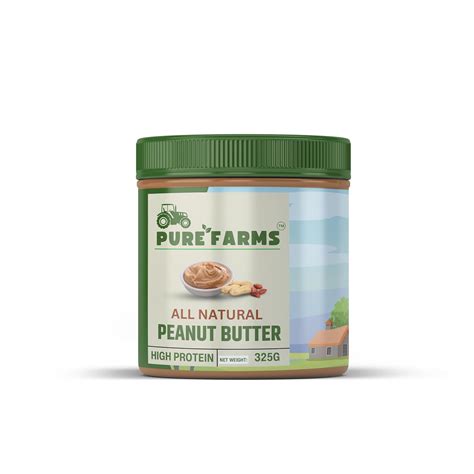 PURE FARMS All-Natural, Single-Ingredient Peanut Butter, 325gm Pack ...