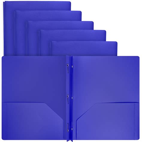 Plastic Folders with Pockets and Prongs Blue, Two Pocket Folder with Brads, 3 Prong Folders with ...