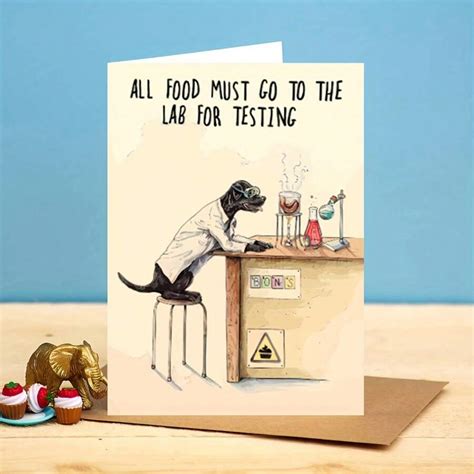 All Food Must Be Lab Tested Greeting Card - Black Lab Card - Black ...