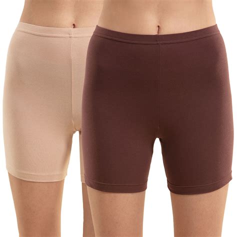 Pack of 2 Stretch Cotton Cycling Shorts-NYP083-Skin & Brown – Nykd by Nykaa