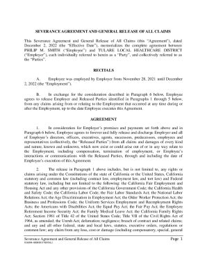 Fillable Online Severance Agreement and Release of Claims Fact Sheet ...
