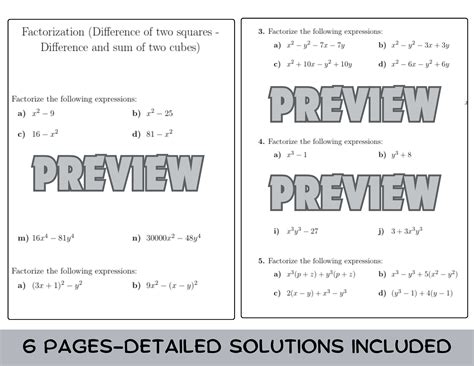 Factorization (Difference of two squares - Difference and sum of two ...