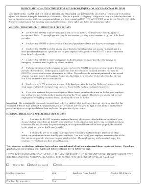 Workers' Compensation Medical Treatment Notice - Blank Fillable ...