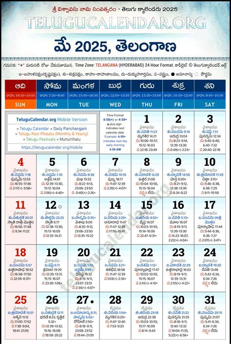 Telangana Telugu Calendar 2025 May PDF Festivals