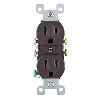 Leviton Brown Plastic Duplex Outlet 230V AC NEMA 5-15 Receptacle ...