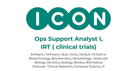 ICON plc Hiring Ops Support Analyst I, IRT | 4.5–7.5 LPA | IT + Life ...