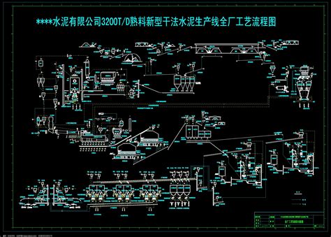 CAD新型干法水泥生产线工艺流程图图片下载_红动中国