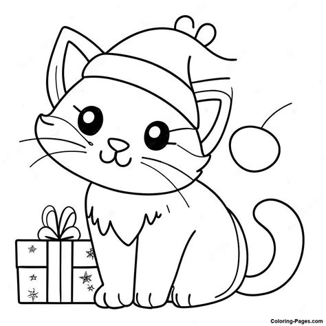 Cute Christmas Cat Coloring Pages