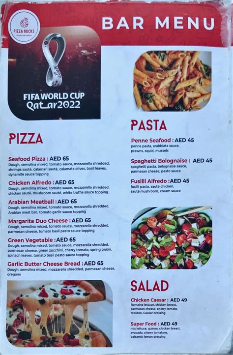 Pizza Bucks Menu, Menu for Pizza Bucks, Signature Hotel, Dubai, Dubai