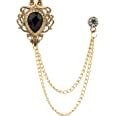 Buy Knighthood Black Stone Gold Engraving Stone Chain Brooch for Men at ...