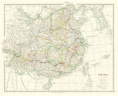 Old Map of China, 1840 by Arrowsmith - Korea, Canton, Peking, Sino-British Maccartney Embassy ...