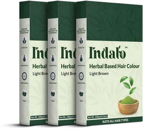Indalo Herbal Based Hair Colour, Light Brown, No Ammonia, 100gm, with ...