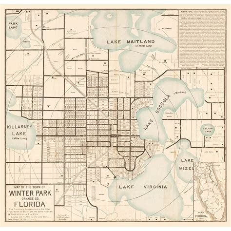 Historic City Map - Winter Park Florida - Robinson 1884 - 23.86 x 23 - – Maps of the Past