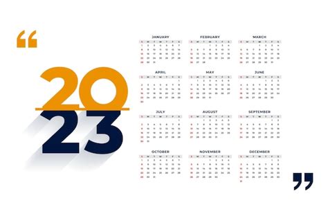 2023 office calendar template for business stationery | Free Vector