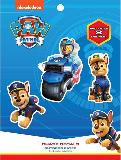 Amazon.com: Paw Patrol Chase Decals - Set of 3 Chase Stickers for Kids ...