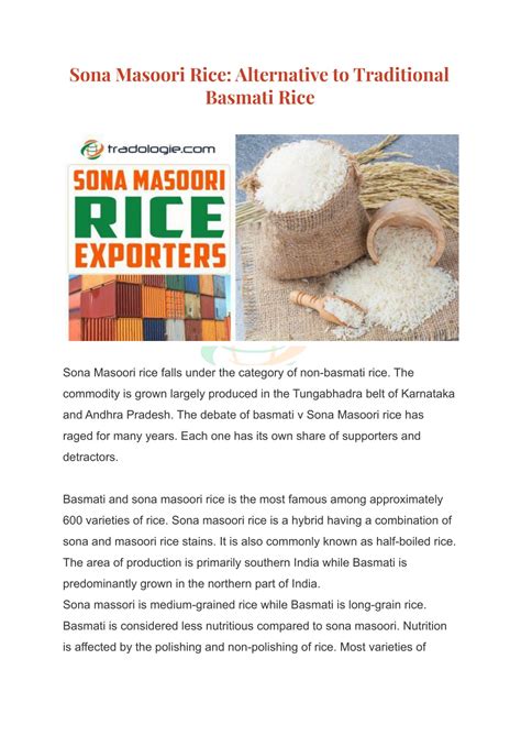 PPT - Sona Masoori Rice_ Alternative to Traditional Basmati Rice ...