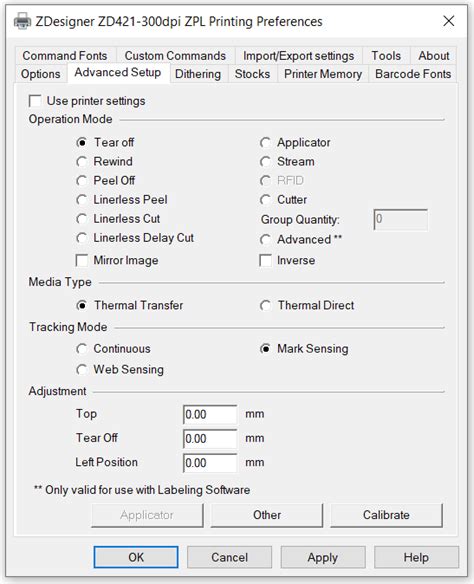 Image result for Zebra Printer Settings