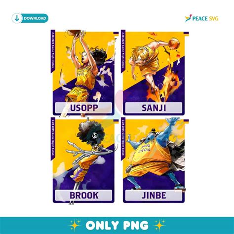 Usopp Sanji Brook Jinbe Los Angeles Lakers X One Piece PNG Digital ...