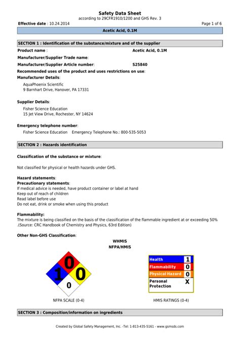 Material Safety Data Sheet Glacial Acetic Acid at Bruce Moreno blog