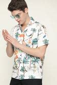 Pure Cotton Hawaii Surf Beach Plam Tree Print With Beach-men Playing S