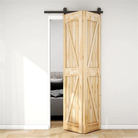 CCJH 4FT/48'' Bi-Folding Sliding Barn Door Hardware Kit Heavy Duty for ...