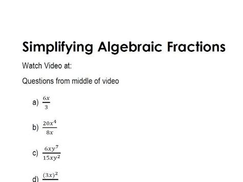 Simplifying Algebraic Fractions Addition Factorization 的图像结果