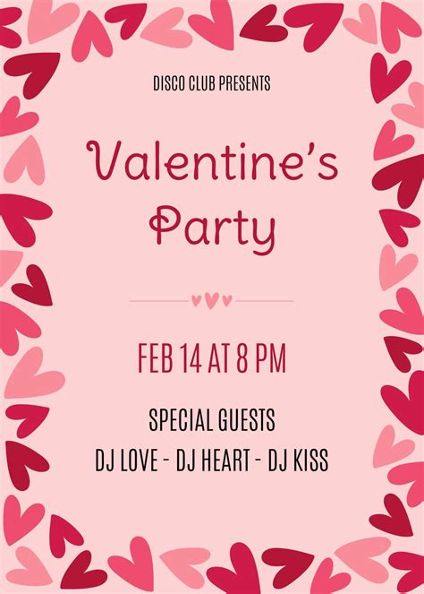 Valentine's Day party invitation with hearts frame. Template for poster, banner, flyer 17240854 ...
