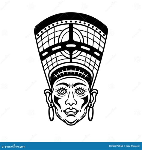 Head of Nefertiti, Ancient Egyptian Queen Vector Illustration in ...