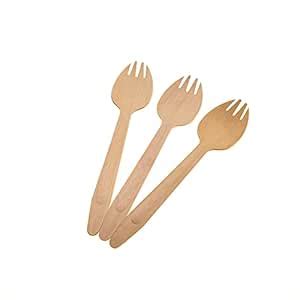 Concession Essentials Disposable 5.75 Inch Wooden Sporks Natural Birch ...