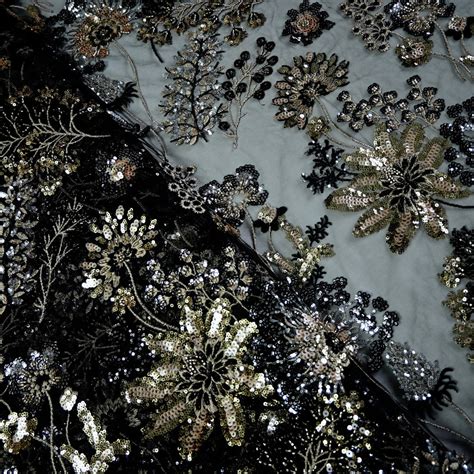 Black Gold Net Cut Dana With Sequins Embroidery Fabrics – Ramji Sons