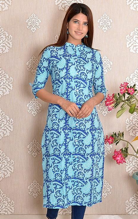 Blue Bagru Print Cotton A-Line Kurta – Jaipur Hand Block