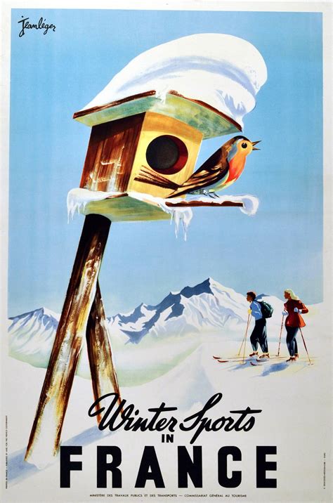 Original Vintage Skiing Poster Advertising Winter Sports In France By ...