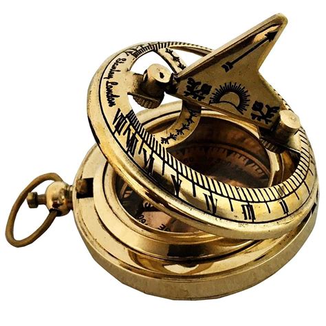 Vintage 2-Inch Brass Sundial Compass – Polished Push-Button ...