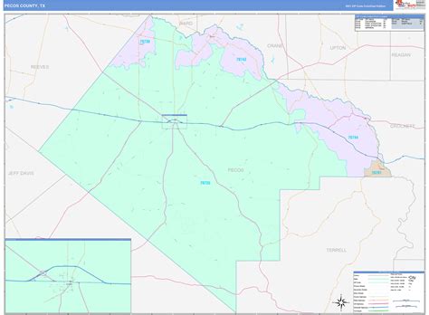 Pecos County, TX Wall Map Color Cast Style by MarketMAPS - MapSales