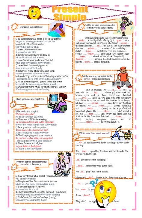 Image result for Present Simple Grammar Exercises