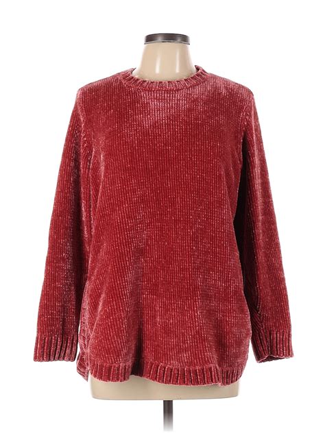 Coldwater Creek 100% Acrylic Color Block Solid Red Pullover Sweater ...