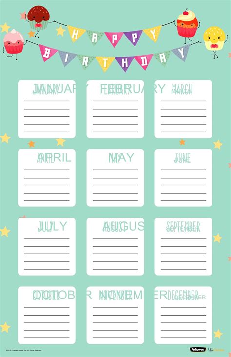 Printable Birthday Calendar Template for Easy Planning