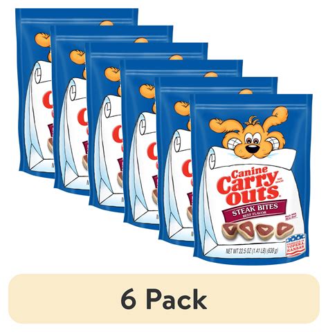 (6 pack) Canine Carry Outs Steak Bites Beef Flavor Dog Treats, 22.5oz ...