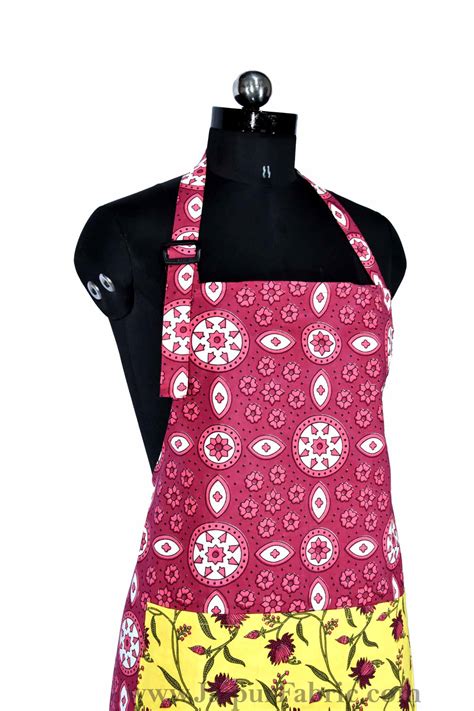 Circular pattern Persian red apron – JaipurFabric®