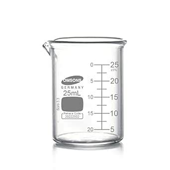 Omsons Glassware Beaker | Low Form with Spout | Capacity 25ml ...