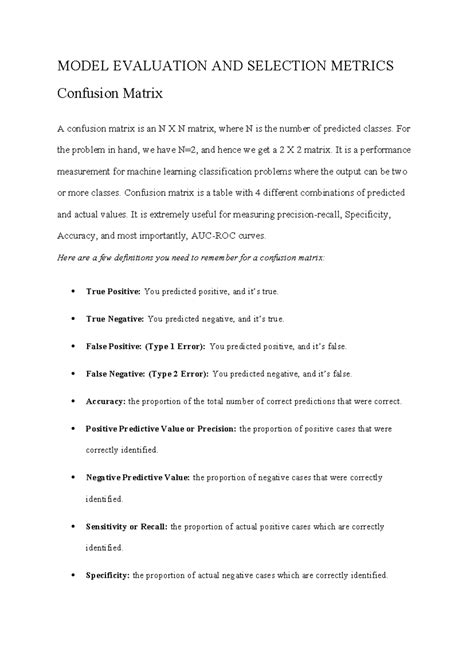 Model Evaluation AND Selection Metrics - MODEL EVALUATION AND SELECTION ...