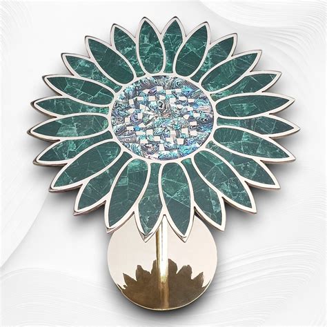 Sunflower Brass Side Table with Green Aventurine Abalone Shell – Luxury ...
