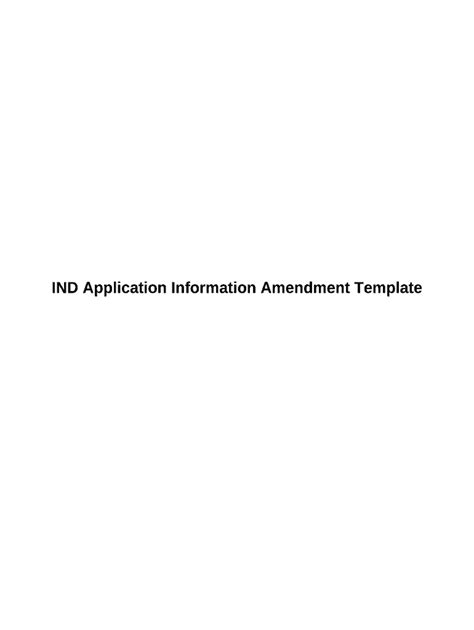 IND Ination Amendment Doc TemplatePDFfiller Doc Template | pdfFiller
