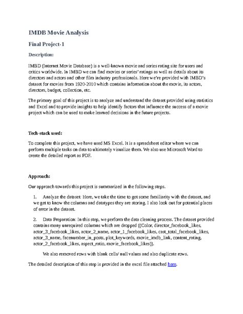 DA Project 5: Final Analysis of IMDB Movie Dataset Insights - Studocu