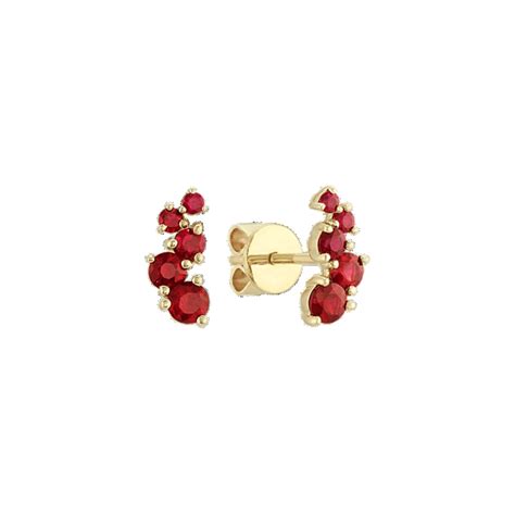 Round Ruby Cluster Earrings | Shane Co.