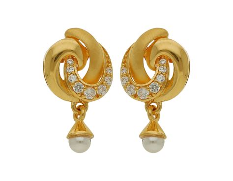 Sree Kumaran | Twisted Gold Earring With Stones and Beads