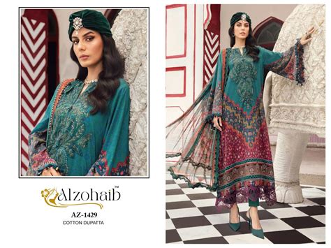 Alzohaib 1428 And 1429 Chiffon Dupatta Cotton Patch Work Pakistani ...