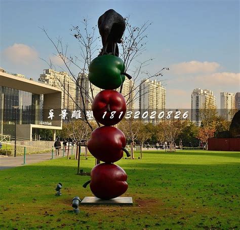铸铜苹果雕塑，彩色苹果雕塑 - 河北卓景雕塑公司